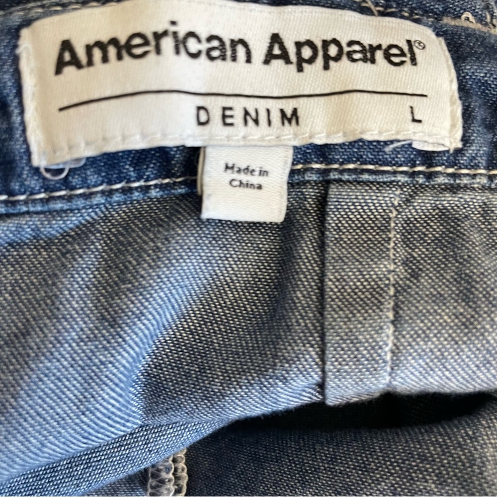 American Apparel Denim Wide Leg Crop Overalls - Picture 8 of 16